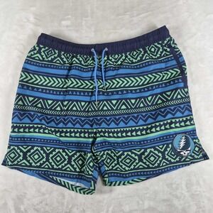 SEC 119 Board Shorts Men's 3XL Green Blue 6" Inseam Lined Beach Grateful Dead